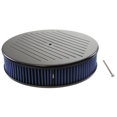 Black Ball Milled Aluminium Air Filter/Air Cleaner 14" x 3" Holley Edelbrock Blue Filter