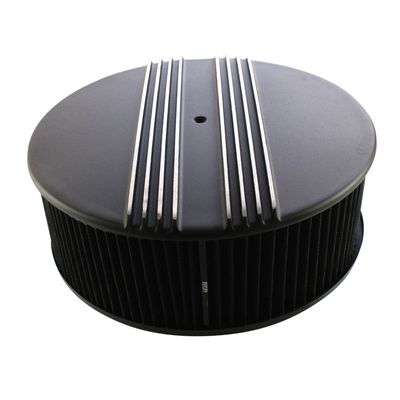 Black Alloy Dual Centre Finned Air Filter/Air Cleaner 14" x 5" Holley Edelbrock Black Filte