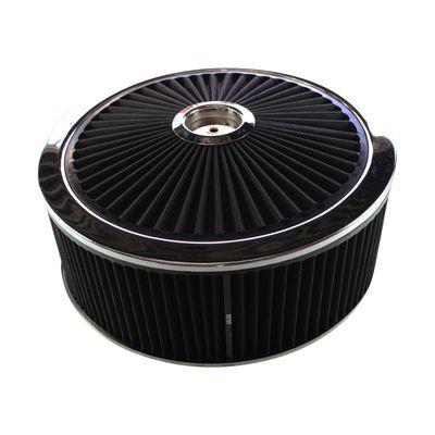 Extraflow Black Chrome Air Filter/Air Cleaner 14 Extraflow Black Chrome Air Filter/Air Cleaner 14"x 5" Holley Edelbrock Recessed Base