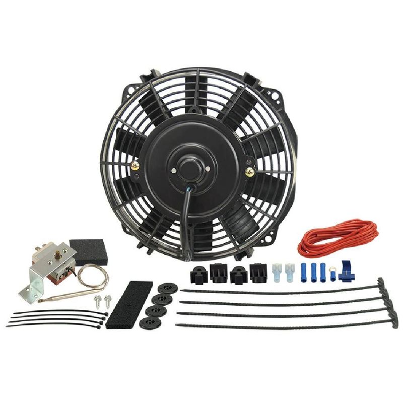 Derale 9" Straight Blade Reversible 475Cfm Electric Fan with Thermostat 16309