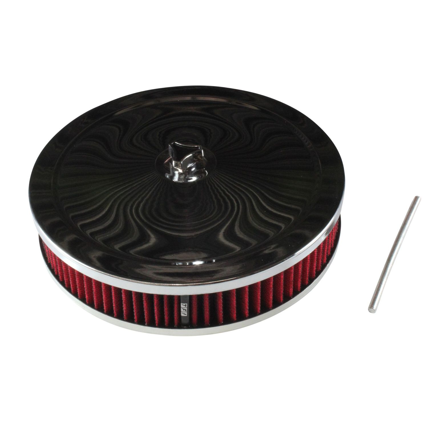 Chrome Air Filter/Air Cleaner 9" Wide x 2" Tall Holley Edelbrock Carburettor Red Element