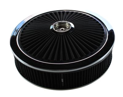 Extraflow Black Chrome Air Filter/Air Cleaner 14 Extraflow Black Chrome Air Filter/Air Cleaner 14"x 3" Holley Edelbrock Recessed Base