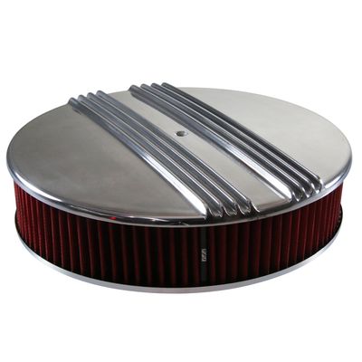 Dual Centre Finned Aluminium Air Filter/Air Cleaner 14" x 3" Holley Edelbrock Red Filter