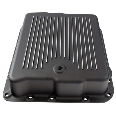 Transmission Pan GM Turbo 700 R4 Black Finned Milled Alloy Gasket Bolts Hardware