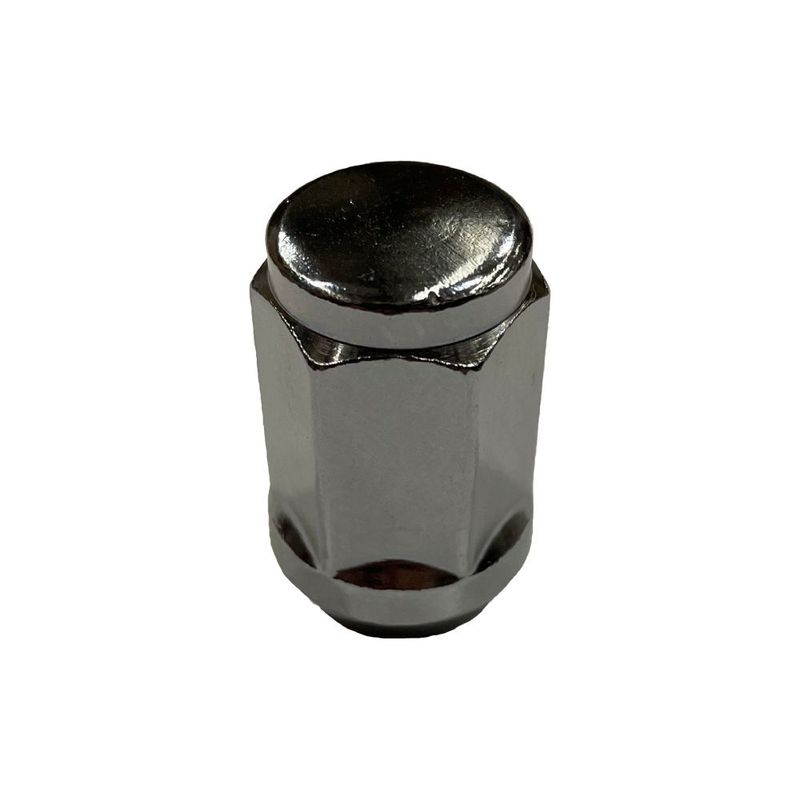 Single Chrome Acorn Bulge Wheel Nut (Close Ended) - 1/2" UNF Thread, 19mm Hex