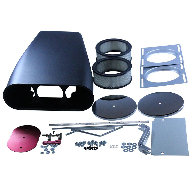 Street Scoop Plain (Mr Gasket Style) Bug Catcher Single/Dual Carb Black 20-1/2"