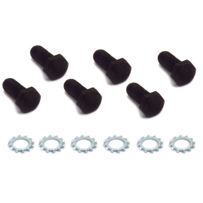 Ford GM Chevrolet Grade 8 Flywheel Bolt 7/16" x 1" + Lock Washers Set 6