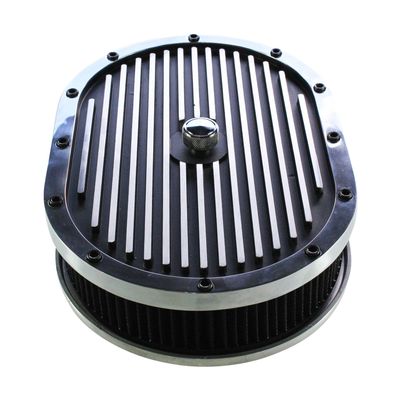 Oval Black Polished Finned Air Filter/Air Cleaner 12 Oval Black Polished Finned Air Filter/Air Cleaner 12" x 2" Holley Edelbrock Quadrajet