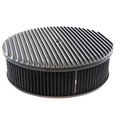 Black Alloy Full Finned Air Filter/Air Cleaner 14" x 4" Holley Edelbrock Black Cotton Filte