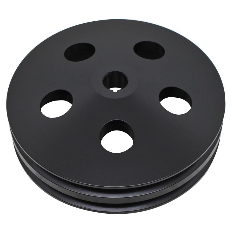 Pulley GM Power Steering Double Groove Black Alloy 5/8 Pulley GM Power Steering Double Groove Black Alloy 5/8" Shaft 5-3/4" Diam
