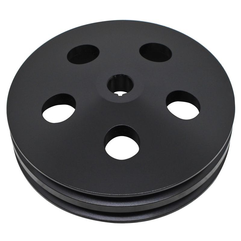 Pulley GM Power Steering Double Groove Black Alloy 5/8" Shaft 5-3/4" Diam