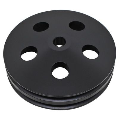 Pulley GM Power Steering Double Groove Black Alloy 5/8" Shaft 5-3/4" Diam
