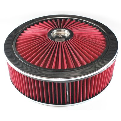 Extraflow Red Chrome Air Filter/Air Cleaner 14 Extraflow Red Chrome Air Filter/Air Cleaner 14" x 4" Holley Edelbrock Recessed Base
