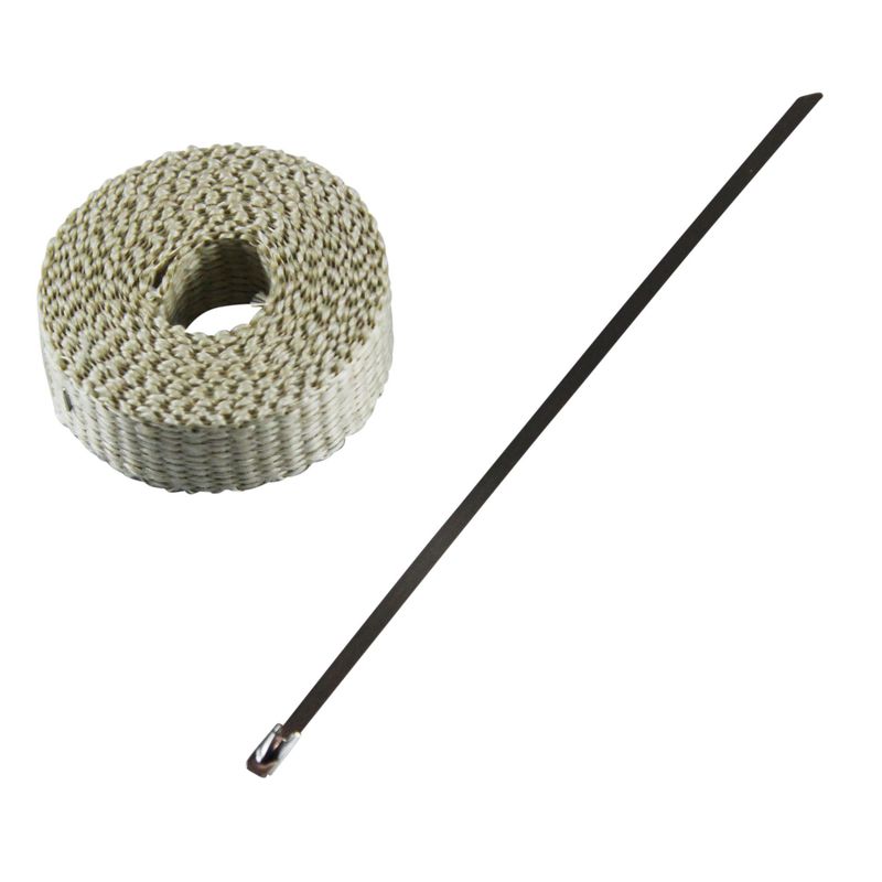 Exhaust Wrap 25mm(1") x 3mt(10ft) with Stainless Steel Lock Tie Rated 650'C