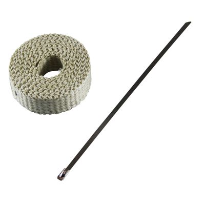 Exhaust Wrap 25mm(1") x 3mt(10ft) with Stainless Steel Lock Tie Rated 650'C