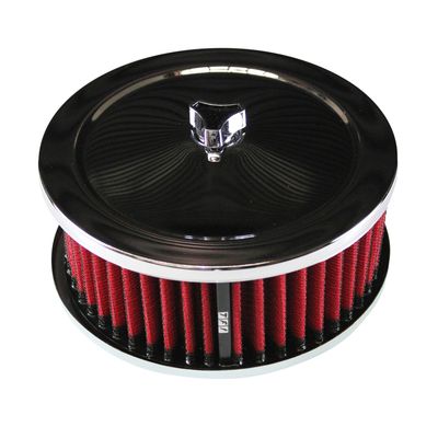 Chrome Air Filter/Air Cleaner 6-3/8" Wide x 2-1/2" Tall Suit 2-5/16" Carb Red Washable Elem