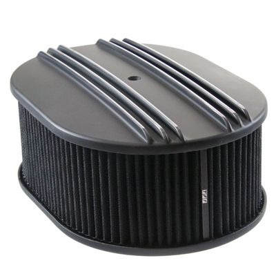 Oval Black Dual Centre Finned Air Filter/Air Cleaner 12" x 4" Holley Edelbrock Quadrajet