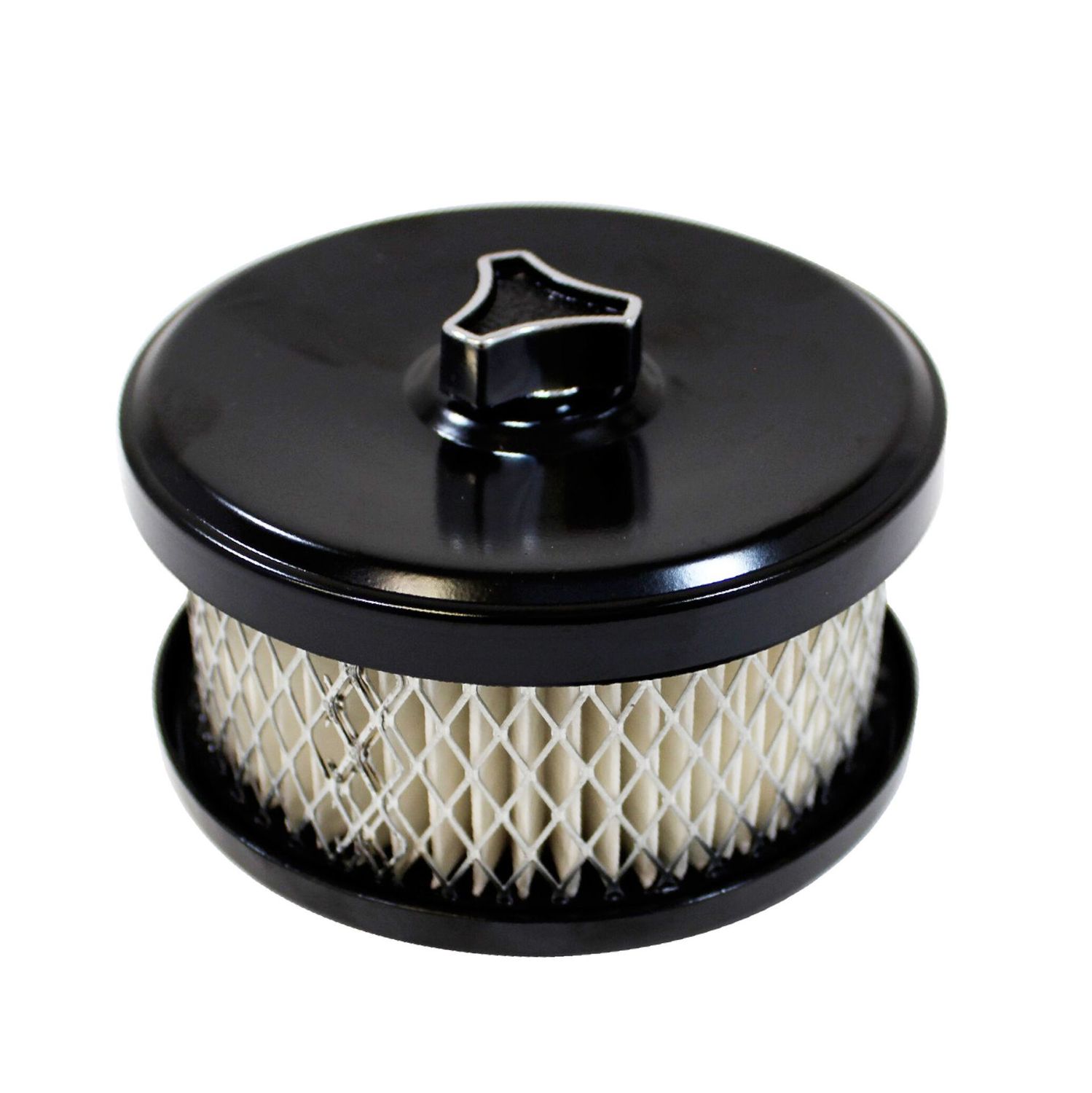 Black Plain Dish Style Air Filter/Air Cleaner 4 Black Plain Dish Style Air Filter/Air Cleaner 4" Wide x 2" Tall -2 5/8" & 2-5/16" neck