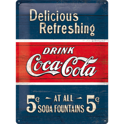 Coca Cola Delicious Refreshing 3D Metal Sign Reproduction 30cm x 40cm