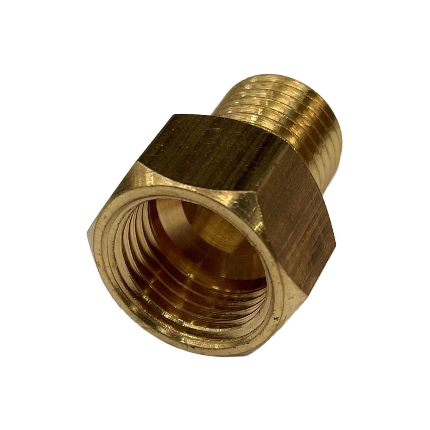 Brass Temp Bush Reducer 5/8" (15.8mm) Female UNF Thread to M14-1.5 Male Thread