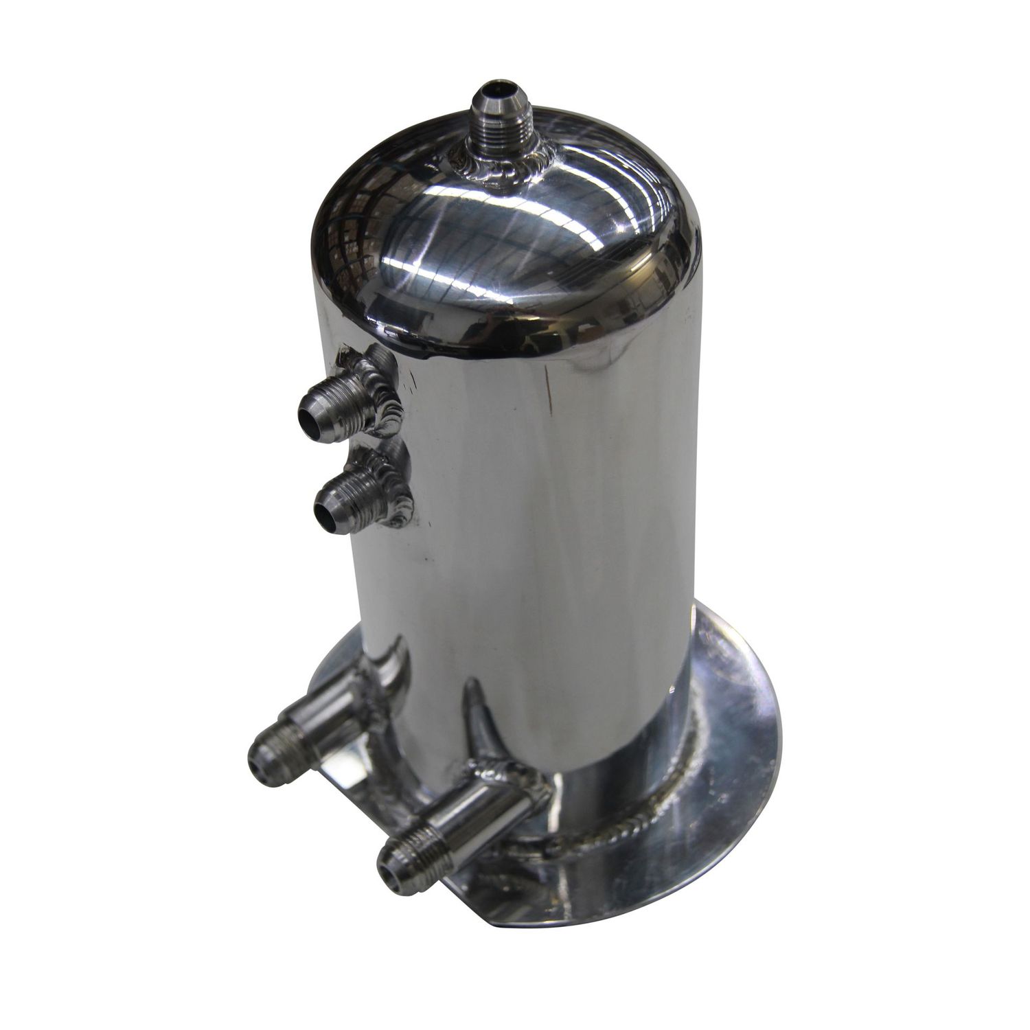 Surge Tank 2.5 Litre Polished Alloy with AN Male Fittings 270mm Tall