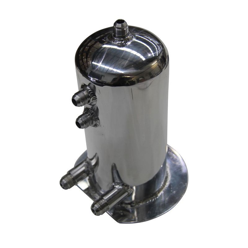 Surge Tank 2.5 Litre Polished Alloy with AN Male Fittings 270mm Tall Surge Tank 2.5 Litre Polished Alloy with AN Male Fittings 270mm Tall