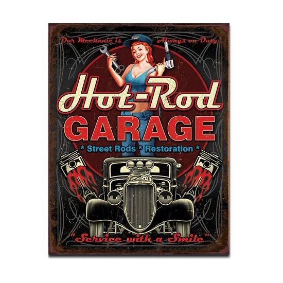 Hot Rod Garage Street Rods Restoration Metal Sign Reproduction 32cm x 41cm Hot Rod Garage Street Rods Restoration Metal Sign Reproduction 32cm x 41cm