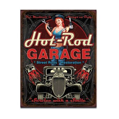 Hot Rod Garage Street Rods Restoration Metal Sign Reproduction 32cm x 41cm Hot Rod Garage Street Rods Restoration Metal Sign Reproduction 32cm x 41cm