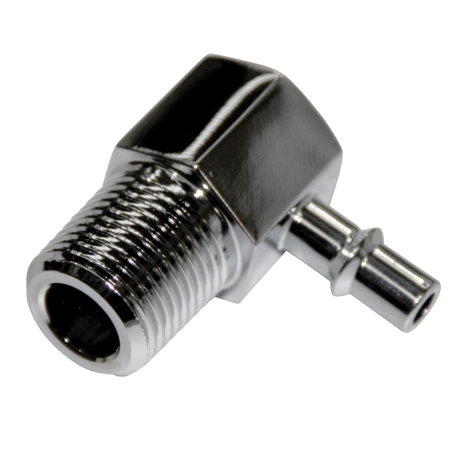 Chrome Aluminium Fitting 90 Degree 1/4" Barb Male x 3/8" Npt Thread