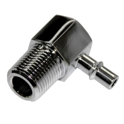 Chrome Aluminium Fitting 90 Degree 1/4" Barb Male x 3/8" Npt Thread