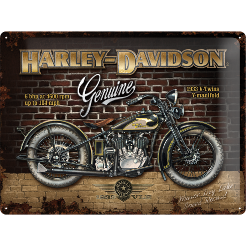 Geniune Harley Davidson Brick Wall 3D Metal Reproduction Sign 40cm x 30cm