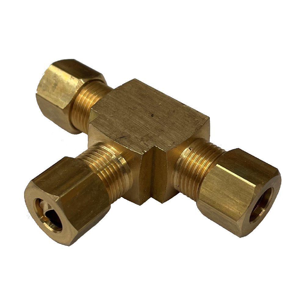 Brass Compression Tee 1/8" (3.2mm) Hose Tube