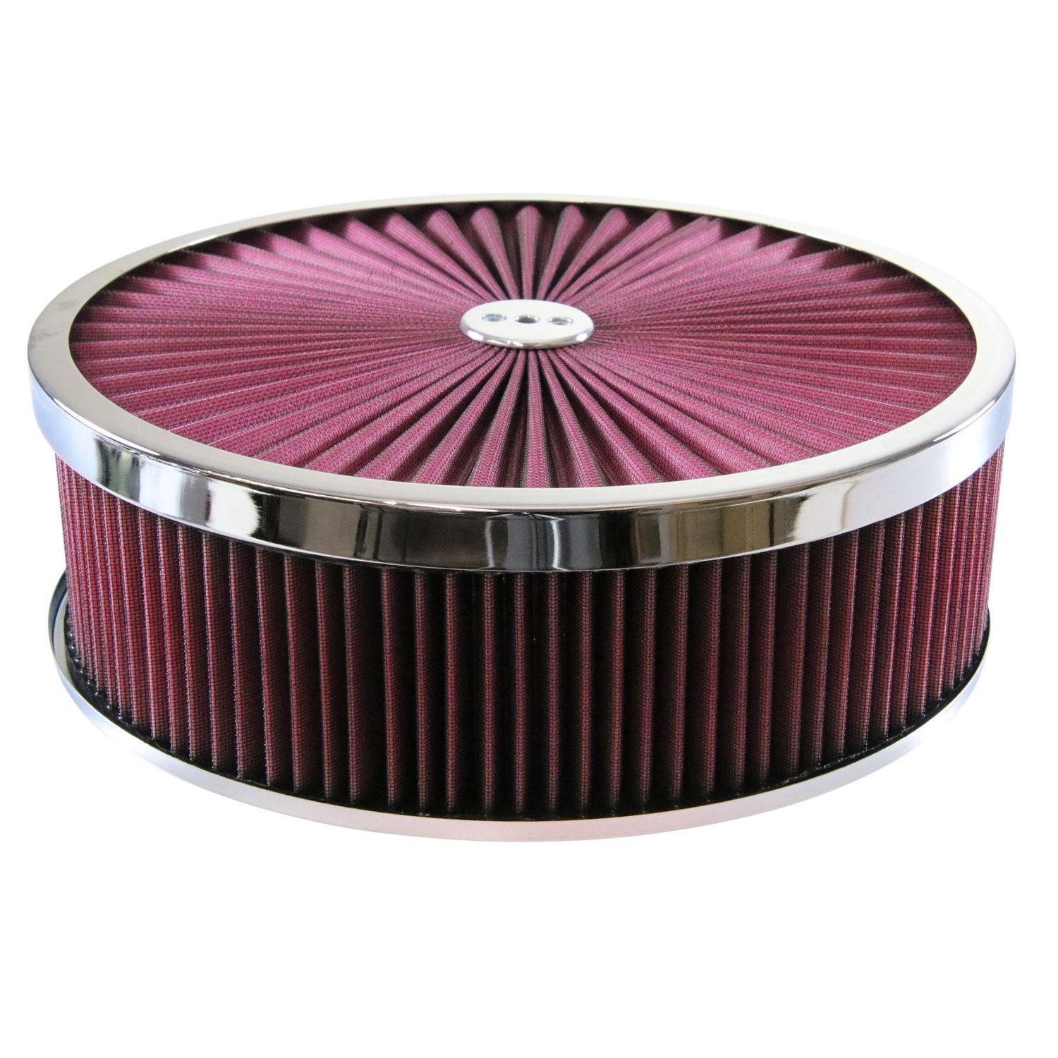 Superflow Red Chrome Air Filter/Air Cleaner 14 Superflow Red Chrome Air Filter/Air Cleaner 14" x 4" Holley Edelbrock Recessed Base