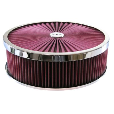 Superflow Red Chrome Air Filter/Air Cleaner 14" x 4" Holley Edelbrock Recessed Base