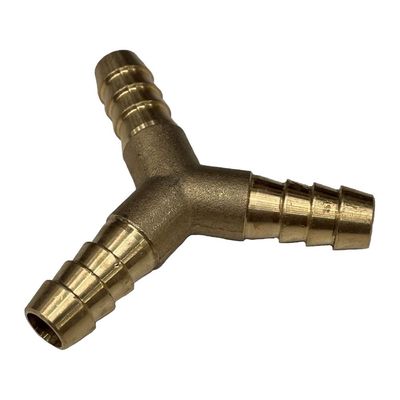 Brass 3-Way Y Shape Tail Piece 3/8" (9.5mm) Barbed Hose Tube Ends
