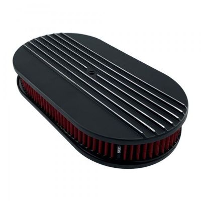 Oval Black Half Finned Air Filter/Air Cleaner 15" x 2" Holley Edelbrock Quadrajet Carter