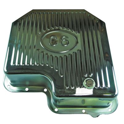 Transmission Pan Ford C6 Extra Deep Chrome Steel  Finned with Drain Plug