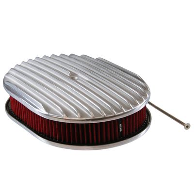 Oval Full Finned Air Filter/Air Cleaner 12" x 2" Holley Edelbrock Quadrajet Red Filter