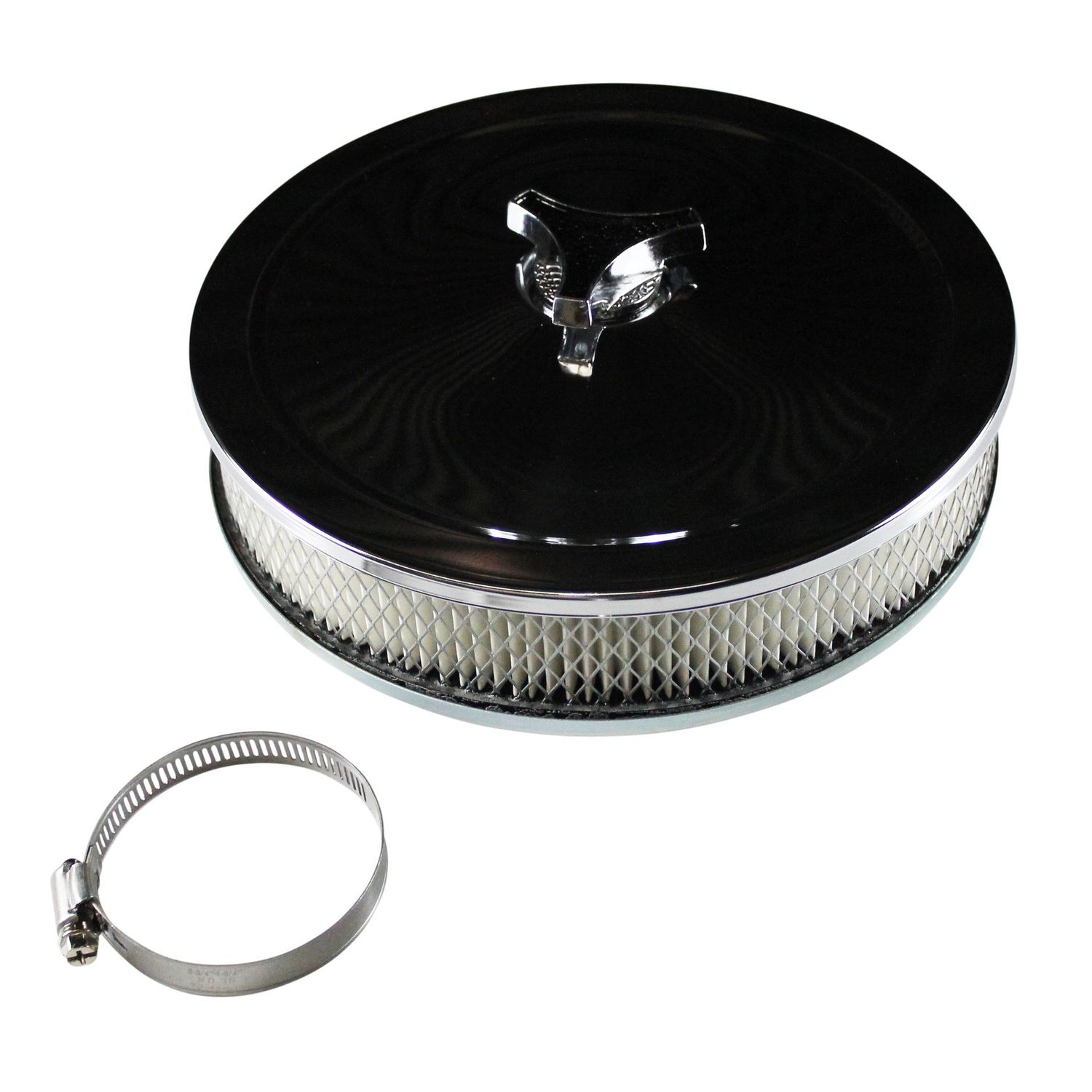 Chrome Air Filter/Air Cleaner 9" Wide x 2" Tall Suit 2-5/8" WW Stromberg Carburettor