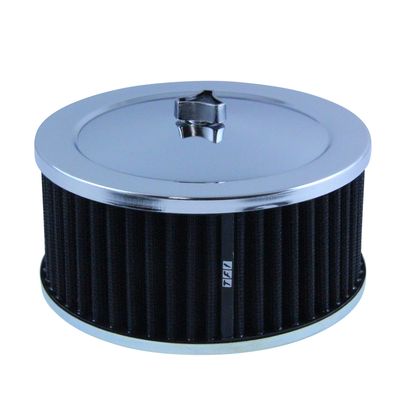 Chrome Air Filter/Air Cleaner 6-3/8" Wide x 3" Tall Suit 2-5/16" Carb Black Washable Elem