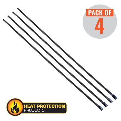 Exhaust Wrap Stainless Black Locking Ties 200mm (8 Inch) Long Heavy Duty Qty 4