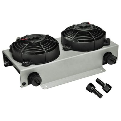 Derale Dual 5 Derale Dual 5" Fans Cool Remote Fluid Cooler 19 Row Stacked Plate -6AN 13740