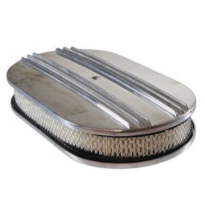 Oval Dual Centre Finned Air Filter/Air Cleaner 15" x 2" Holley Edelbrock Quadrajet