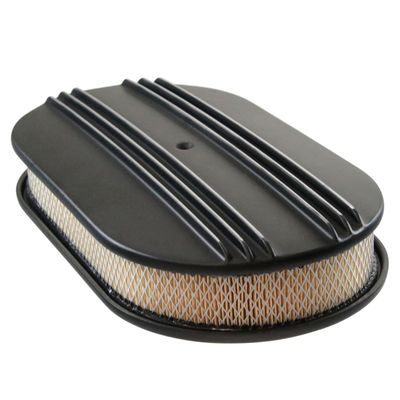 Oval Black Dual Centre Finned Air Filter/Air Cleaner 15" x 2" Holley Edelbrock Quadrajet