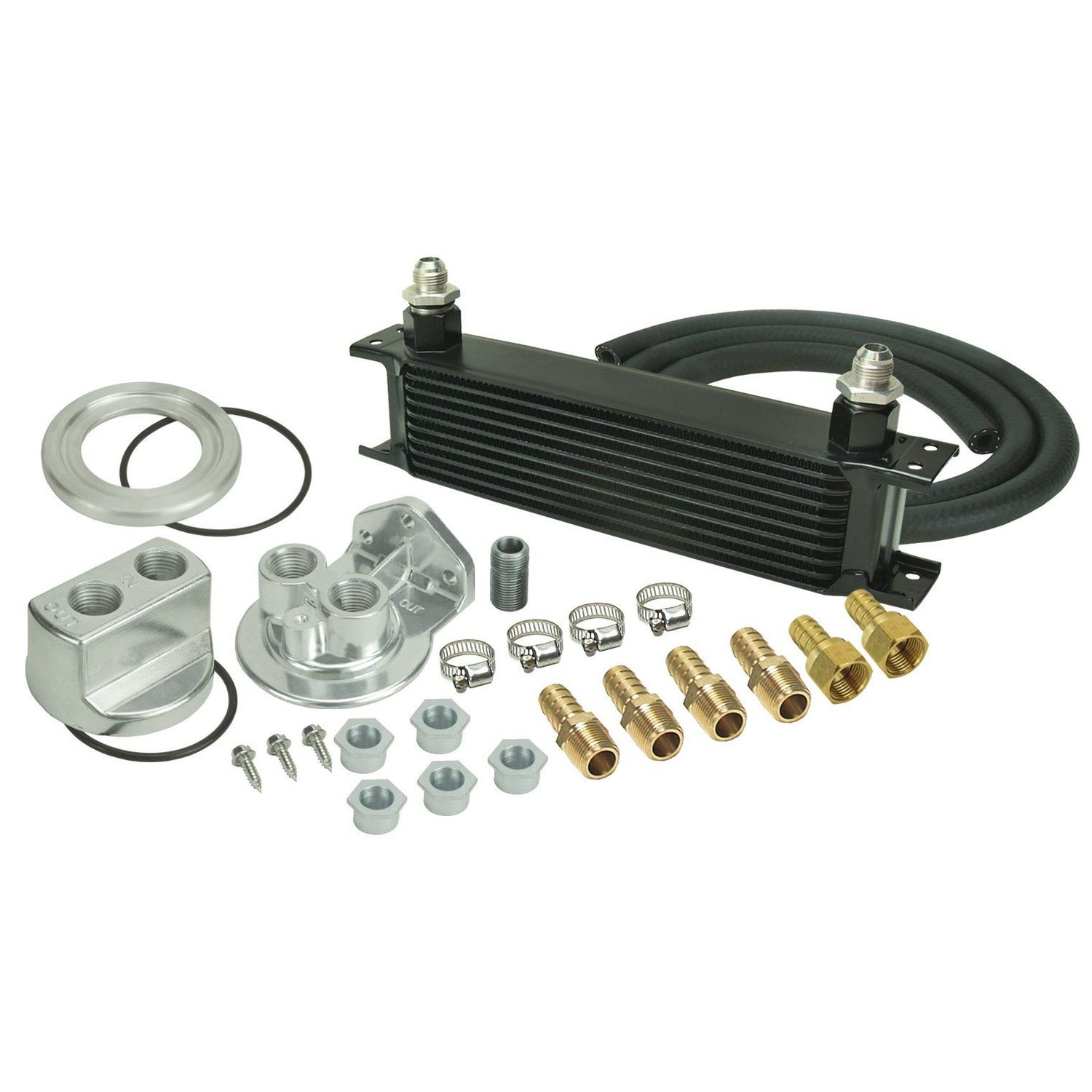 Stack Plate 10 Row Universal Engine Oil Cooler Kit Spin On Adapter