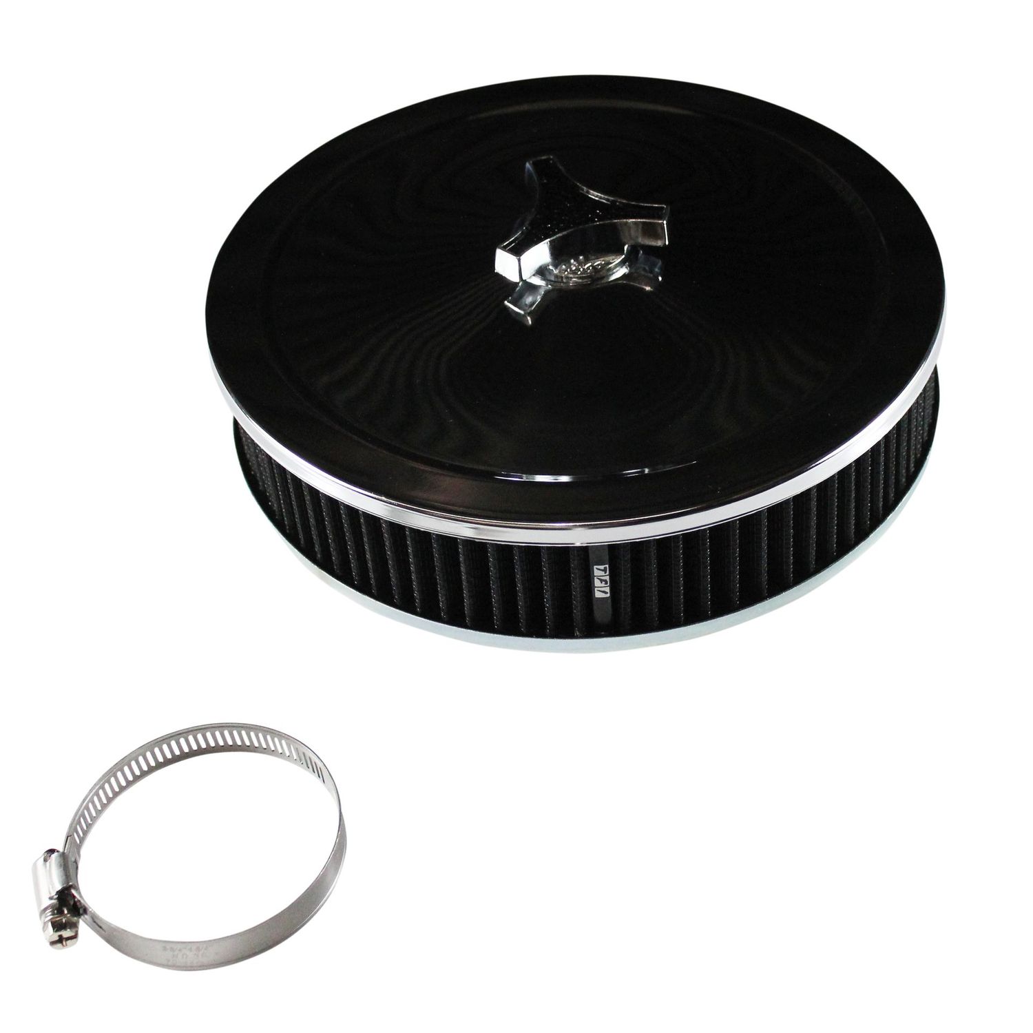 Chrome Air Filter/Air Cleaner 9 Chrome Air Filter/Air Cleaner 9" Wide x 2" Tall 3-1/16"(80mm) Nikki Carb Black Element