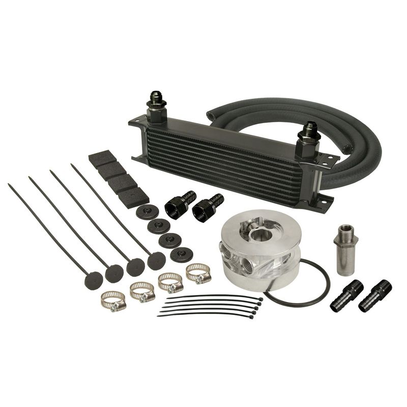 Derale Stack Plate 10 Row Engine Cooler Kit with GM Thermostat Sandwich 15603