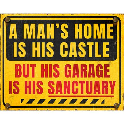 A Mans Home Is His Castle Metal Sign Reproduction 41cm x 32cm