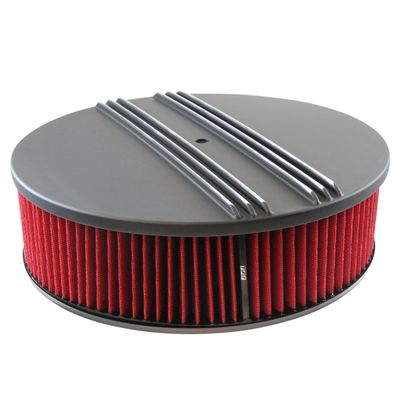 Black Alloy Dual Centre Finned Air Filter/Air Cleaner 14 Black Alloy Dual Centre Finned Air Filter/Air Cleaner 14" x 4" Holley Edelbrock Red Filter
