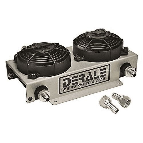 Derale Dual 5" Fans Cool Remote Fluid Cooler 19 Row Stacked Plate -10AN 15845